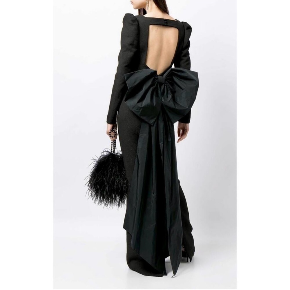 Rebecca Vallance Monique Open Back Tie Detail Maxi Black Gown Size 4 - Picture 2 of 10